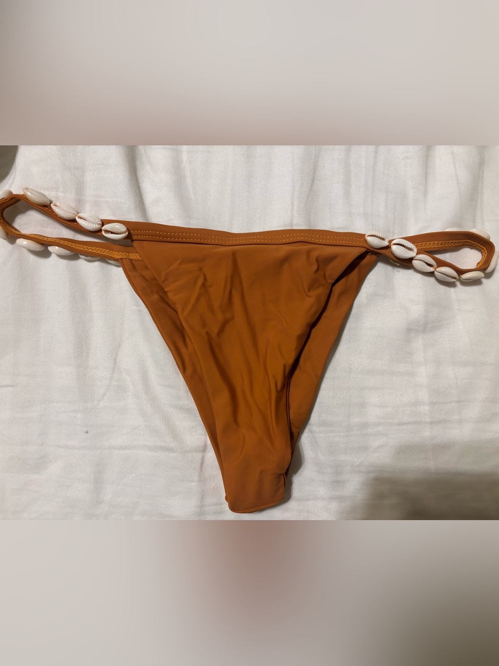 Rust Orange Bikini Bottom with Shell Accent